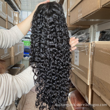 Uniky Hot Sale Wet And Wavy Lace Front Wig Wholesale 180% Density Long Transparent Swiss Water Wave 13X4 Pre-pluck Lace Wig